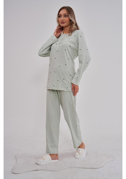 Mecit 6150 Fıstık Yeşil Kadın Pamuk Büyük Beden Pijama Takımı fiyatları