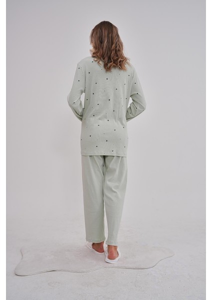 Mecit 6150 Fıstık Yeşil Kadın Pamuk Büyük Beden Pijama Takımı modelleri