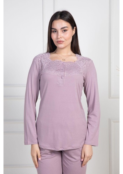 6104 Gül Kurusu Kadın Büyük Beden Pijama Takımı
