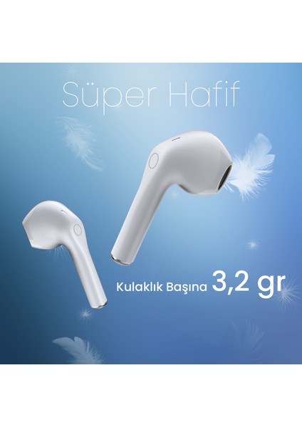 AUT201 Tws Bluetooth Kulaklık S1 - Kablosuz - Ios ve Android Uyumlu - Şarj Kutulu - Stereo Ses - White