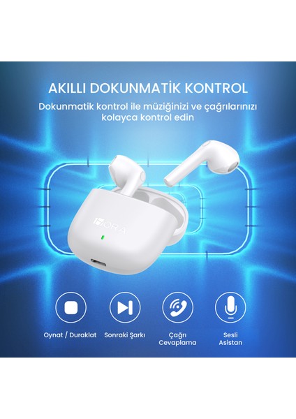AUT201 Tws Bluetooth Kulaklık S1 - Kablosuz - Ios ve Android Uyumlu - Şarj Kutulu - Stereo Ses - White