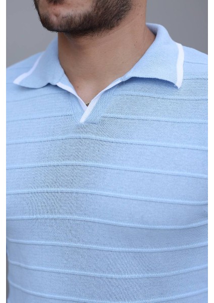 Tmb Hemşire Yaka Şeritli Triko Kazak Bebe Mavi modelleri