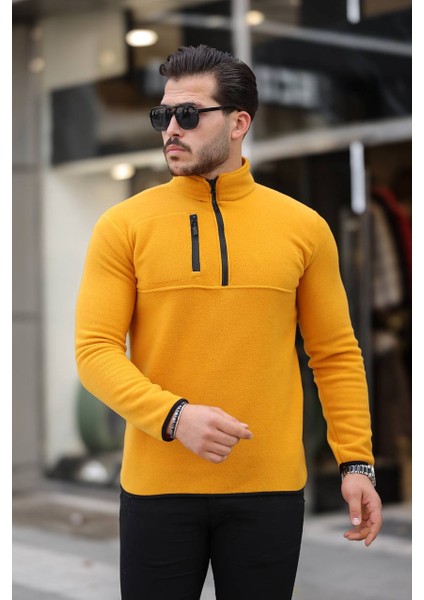 Yarım Fermuar Polar Sarı