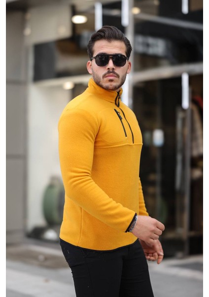 Yarım Fermuar Polar Sarı modelleri