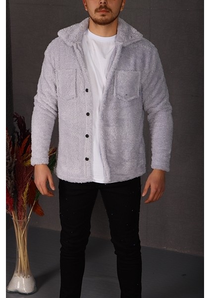 Peluş Ceket Açık Gri