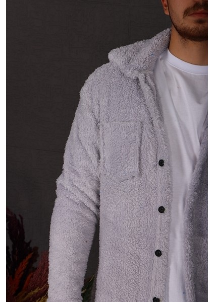 Peluş Ceket Açık Gri fırsatları