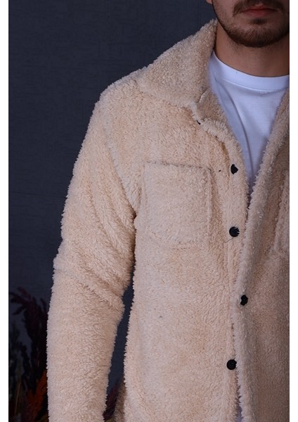 Peluş Ceket Krem modelleri