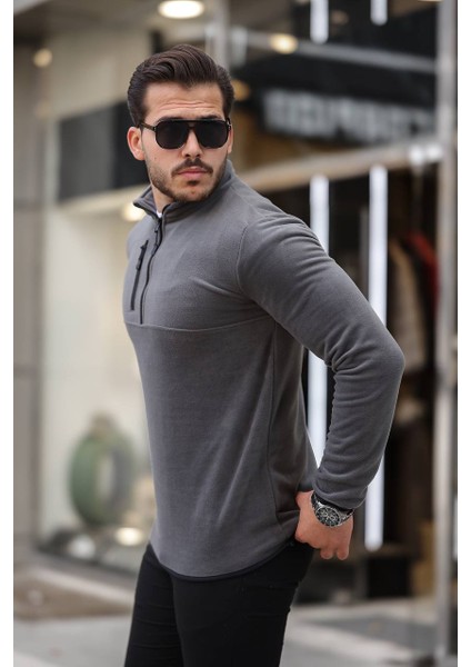 Yarım Fermuar Polar Koyu Gri fiyatları