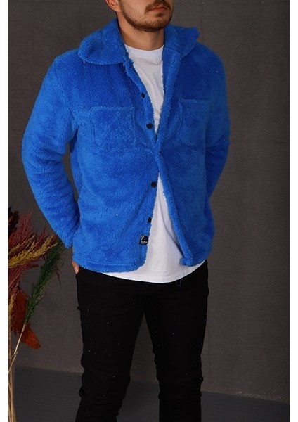 Peluş Ceket Mavi fırsatları