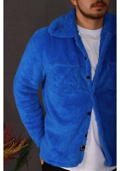 Peluş Ceket Mavi indirimleri
