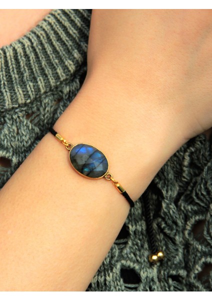 Doğal Taş Labradorit Doğal Taşlı Asansörlü Ayarlanabilir Bileklik EUB7LBT