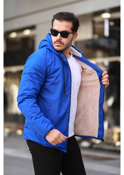 Tmb Kürklü Kapşonlu Mont Saks Mavi modelleri