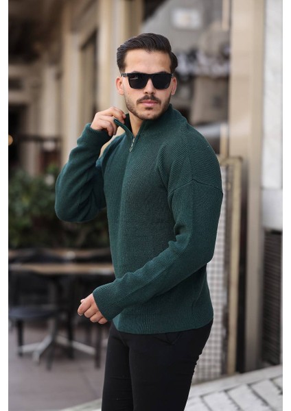 Selanik Yarım Fermuar Kazak Zümrüt Yeşili fiyatları