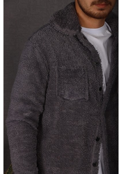 Peluş Ceket Koyu Gri fırsatları