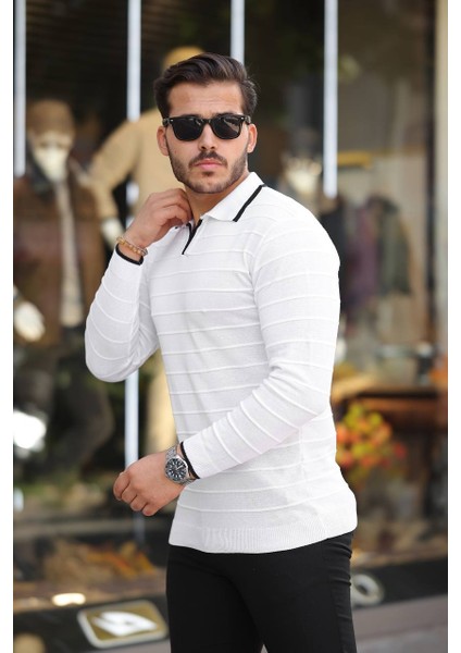 Tmb Hemşire Yaka Şeritli Triko Kazak Beyaz fiyatları