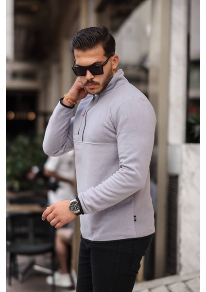 Yarım Fermuar Polar Gri modelleri