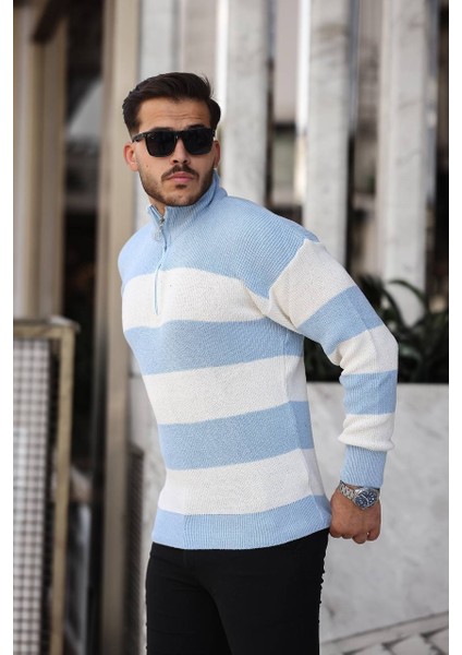 Parçalı Selanik Yarım Fermuar Kazak Bebe Mavi fiyatları