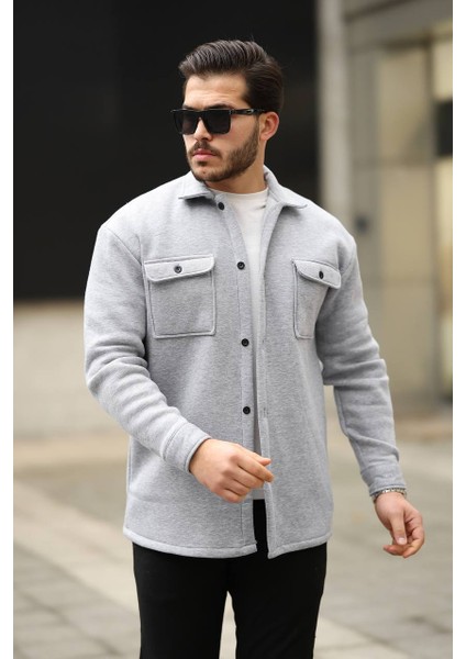 Mrs 3 Iplik Cepli Gömlek Açık Gri