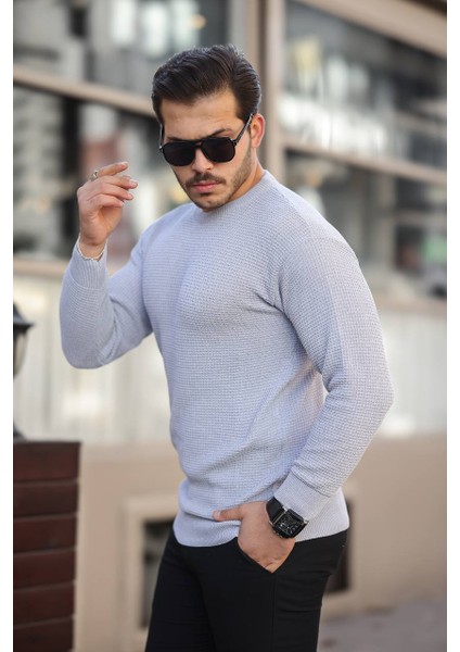 Tmb Kare Triko Kazak Açık Gri modelleri