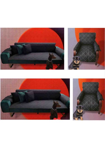 3+3+1+1 Li Sıvı Geçirmez Kapitone Koltuk Örtüsü Yıkanabilir Evcil Hayvan Kanepe Kılıfı Koruyucu Örtü