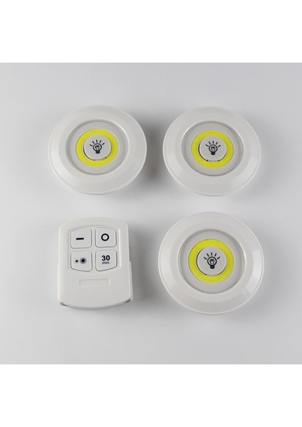 3&amp;apos;lü Uzaktan Kumandalı Pilli Yapışkanlı Kablosuz LED Spot Lambalar (47 - MCT9241-6114