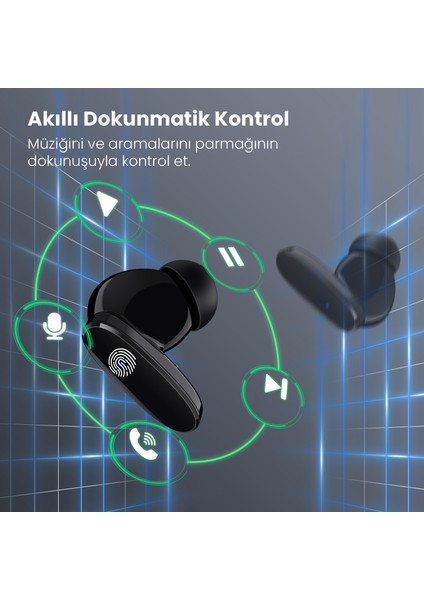 AUT205 Tws Bluetooth Kulaklık HT22 - Oval Tasarım - Kablosuz - Şarj Kutulu - Ios ve Android Uyumlu - Stereo Ses - Black