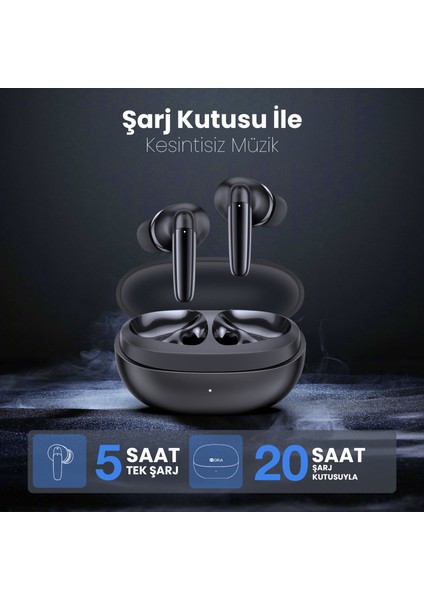 AUT207 Tws Bluetooth Kulaklık G161 - Mat Şeffaf Tasarım - Kablosuz - Şarj Kutulu - Ios ve Android Uyumlu - Black