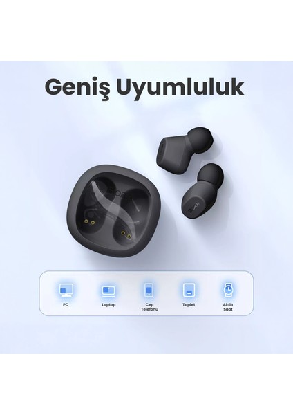 AUT208 Tws Şeffaf Bluetooth Kulaklık - Kablosuz - Şarj Kutulu - Ios ve Android Uyumlu - Taşınabilir - Black