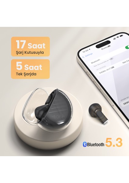 AUT209 Tws Şeffaf Bluetooth Kulaklık - Kablosuz - Şarj Kutulu - Ios ve Android Uyumlu - Dokunmatik Kontrol - Black