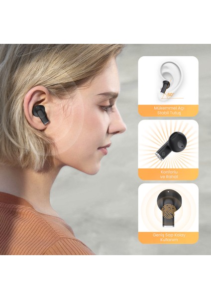 AUT209 Tws Şeffaf Bluetooth Kulaklık - Kablosuz - Şarj Kutulu - Ios ve Android Uyumlu - Dokunmatik Kontrol - Black