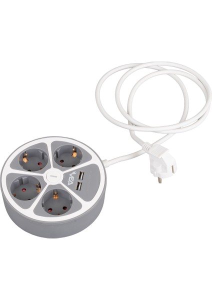 4'lü 2 Usb'li Anahtarlı 1.5 Metre Grup Priz VE-G604YU (4767) - MCT1291-1708