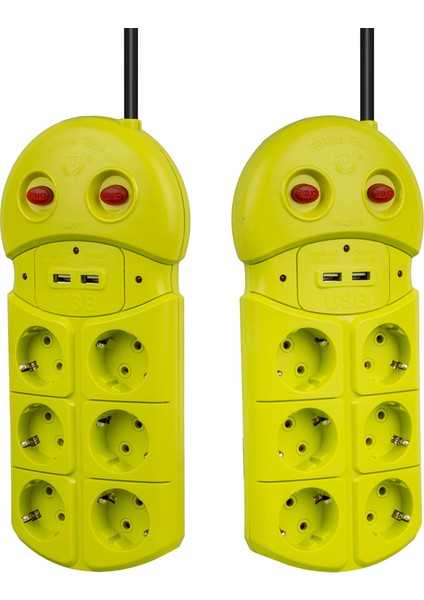 6'lı 2 Usb'li 1.5 Metre Grup Priz (4767) - MCT8610-2563