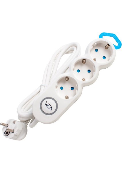 3'lü 2 Metre Kablolu Anahtarlı Grup Priz (4767) - MCT8074-8561