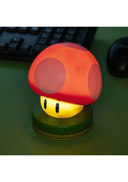 Mucit Manda Super Mario Mantarı Gecelambası USB Şarjlı, Taşınabilir, Sesli Dekoratif Lamba