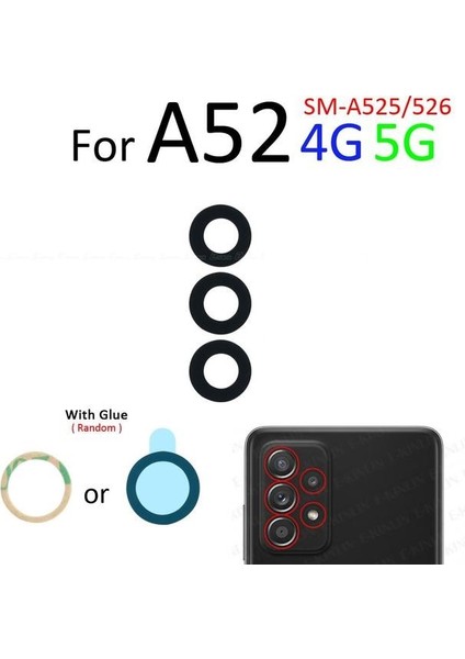Samsung Galaxy A52 Arka Kamera Camı Lens Yapışkanlı