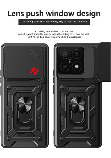 Xiaomi Mi 14T Pro Kılıf Kamera Korumalı Sürgülü Yüzüklü Armor Tank Kapak
