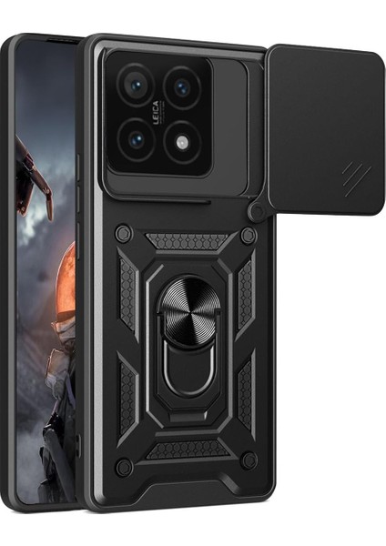 Xiaomi Mi 14T Kılıf Kamera Korumalı Sürgülü Yüzüklü Armor Tank Kapak