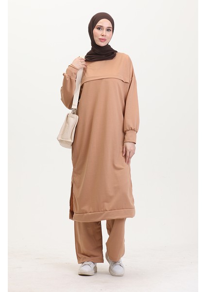 Iki Iplik Tunik Pantolon Ikili Takım 0549-04 Sütlü Kahve