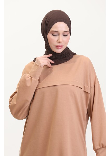 Iki Iplik Tunik Pantolon Ikili Takım 0549-04 Sütlü Kahve modelleri