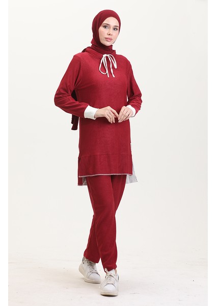 Yarım Boğazlı Tunik Pantolon Ikili Takım 0548-03 Bordo fiyatları