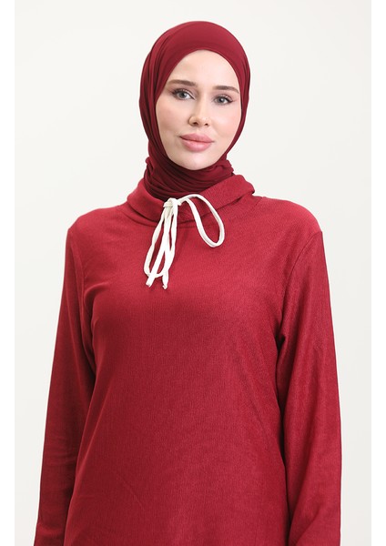 Yarım Boğazlı Tunik Pantolon Ikili Takım 0548-03 Bordo modelleri