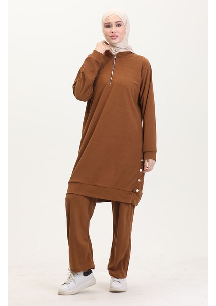 Astana Kumaş Tunik Pantolon Ikili Takım 0552-01 Taba fiyatları