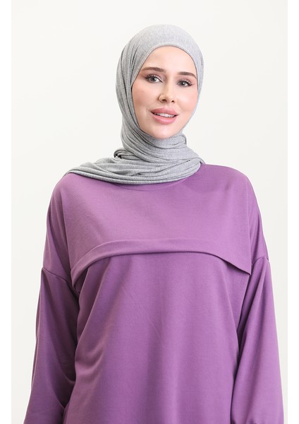 Iki Iplik Tunik Pantolon Ikili Takım 0549-06 Lila modelleri