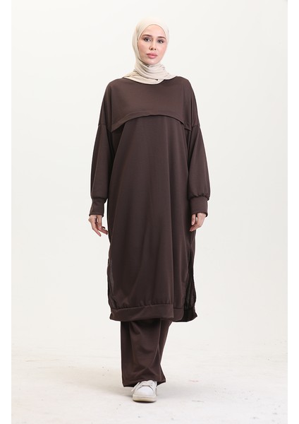 Iki Iplik Tunik Pantolon Ikili Takım 0549-02 Kahverengi fiyatları