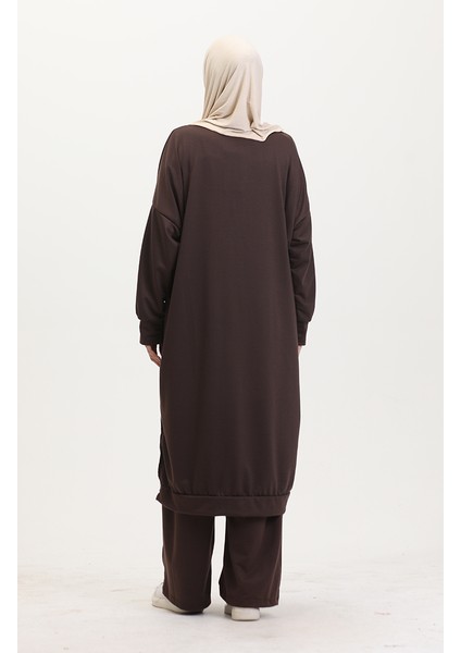 Iki Iplik Tunik Pantolon Ikili Takım 0549-02 Kahverengi indirimleri