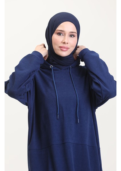 Astana Kumaş Kapüşonlu Tunik Pantolon Ikili Takım 0553-03 Lacivert modelleri