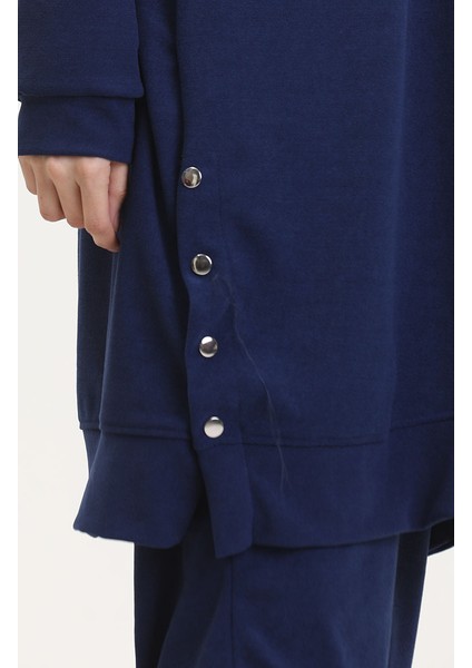 Astana Kumaş Kapüşonlu Tunik Pantolon Ikili Takım 0553-03 Lacivert fırsatları