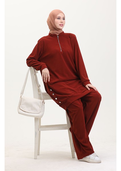 Astana Kumaş Tunik Pantolon Ikili Takım 0552-03 Kiremit