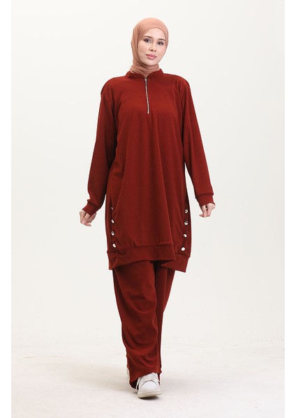Astana Kumaş Tunik Pantolon Ikili Takım 0552-03 Kiremit fiyatları