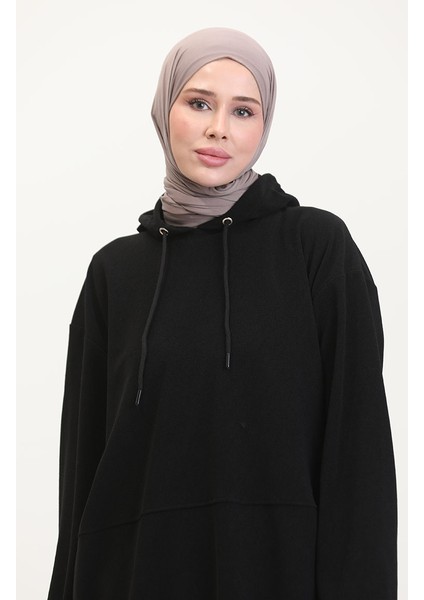 Astana Kumaş Kapüşonlu Tunik Pantolon Ikili Takım 0553-05 Siyah modelleri